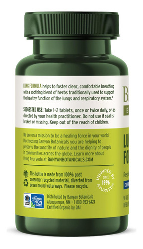 Fórmula Pulmonar Banyan Botanicals - Suporte Respiratório Or - Imagem 2