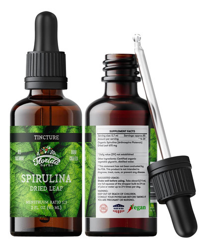 Florida Herbs Tintura De Spirulina, Extrato Orgânico De Spir