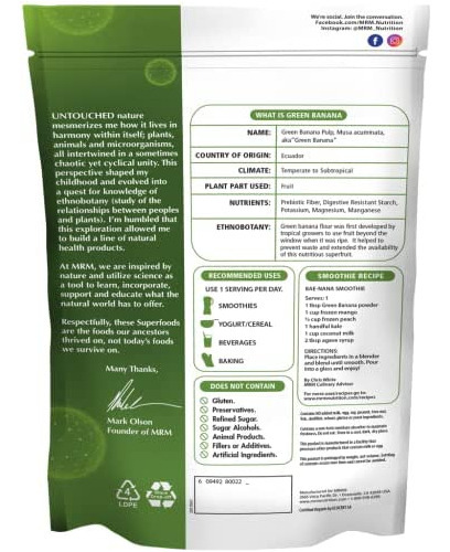 Mrm Nutrition Banana Verde Orgânica Em Pó | Superalimentos | - Imagem 2