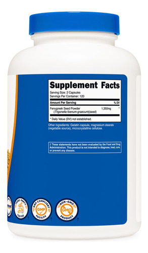 Suplemento Nutricost Fenugreek Seed 1350 Mg 240 Cápsulas - Imagem 5