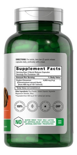 Cápsulas De Canela Horbaach Ceilão 4000mg | Contagem 250 | N - Imagem 2