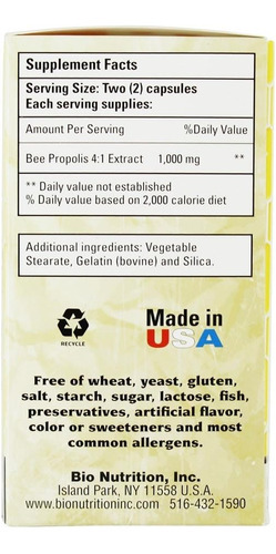 Própolis De Abelha Bio Nutrition, Cápsulas De Suplemento De - Imagem 2