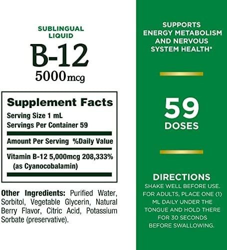 Vitamina B-12 Marca Natures Bounty, 5000 Mcg, 50 Ml - Imagem 2