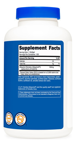 Suplemento Nutricost Ubiquinol 100mg 120 Cápsulas Gelatinosa - Imagem 6