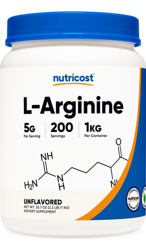 Suplemento Nutricost L-arginina Em Pó 1 Kg - 100% Puro
