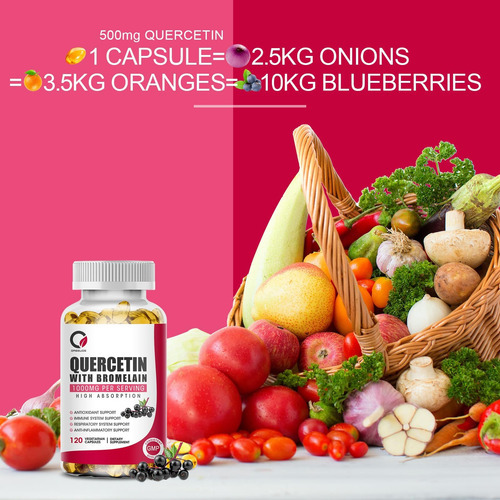 Quercetina Com Bromelaína 1000mg 120 Cápsulas Com Vitamina C - Imagem 5