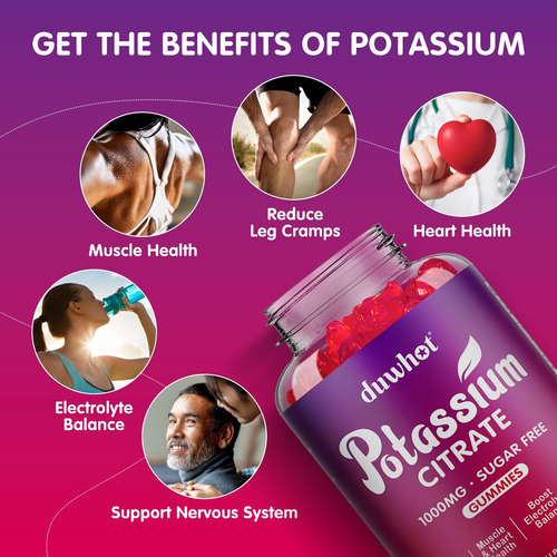 Gomas De Citrato De Potássio Duwhot 1000mg, Suplemento De Po - Imagem 6