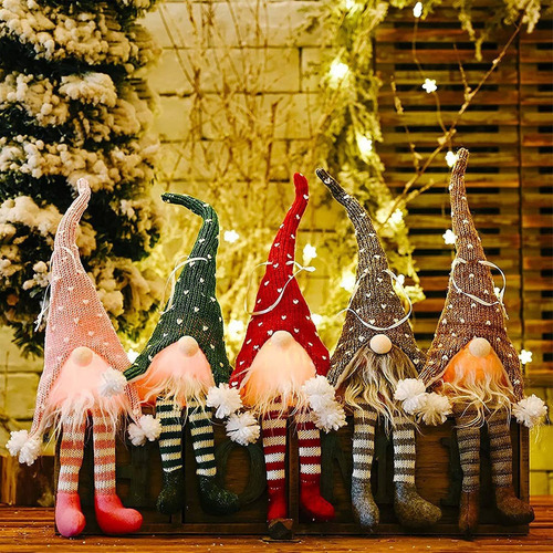3x Gnomos Navideños Con Luz Led, Decoração De Mesa Navidad - Imagem 3
