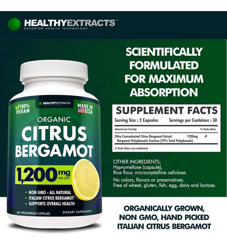 Citrus Bergamot 1200mg 60 Cápsulas - Suplemento Natural Com - Imagem 6