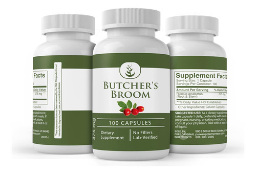 Ingredientes Originais Puro, Butchers Broom, (100 Cápsulas) - Imagem 4