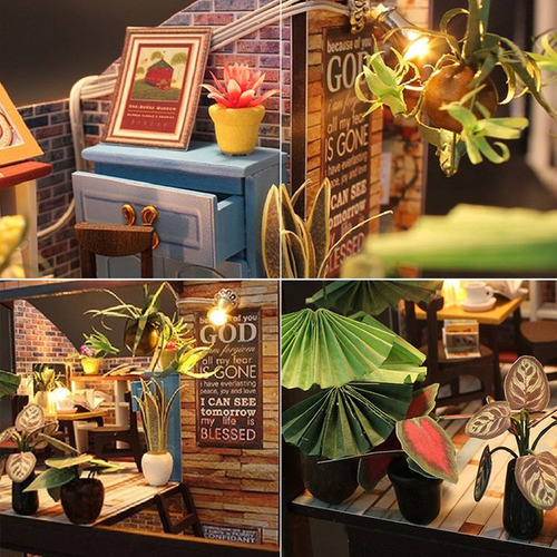 1:24 Diy Kit Casa De Bonecas Em Miniatura Time Travel Coffee - Imagem 10