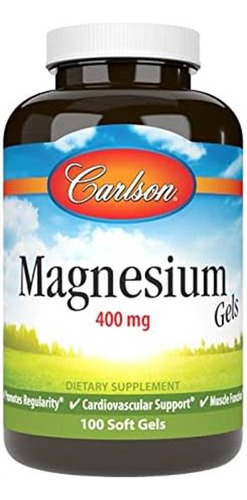 Carlson - Géis De Magnésio, 400 Mg De Magnésio Por Cápsula S