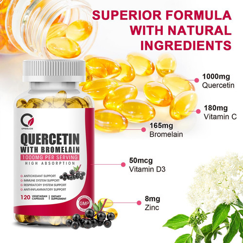 Quercetina Com Bromelaína 1000mg 120 Cápsulas Com Vitamina C - Imagem 2