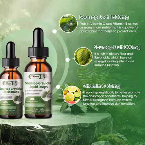 Alliwise Soursop Graviola Extrato De Folha De Queda De Líqui - Imagem 2