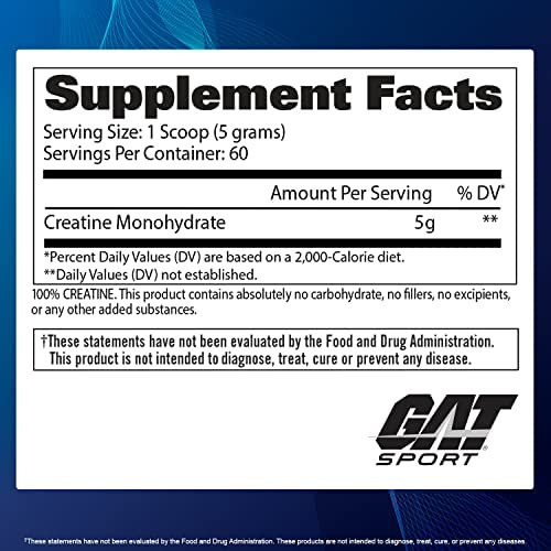 Gat Sport Creatine, 60 Porções Sem Sabor, 10,58 Onças (300g) - Imagem 6
