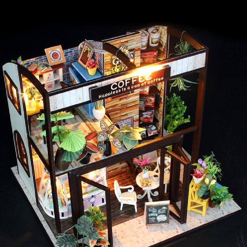 1:24 Diy Kit Casa De Bonecas Em Miniatura Time Travel Coffee - Imagem 3