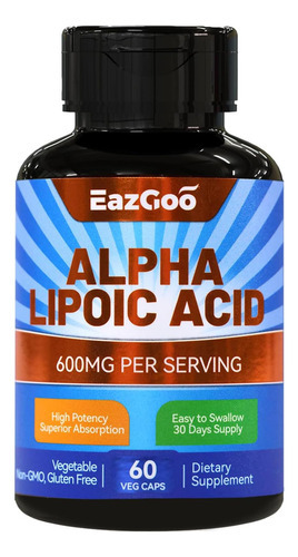 Suplemento De Ácido Lipóico Alfa Eazgoo, Ácido Alfa Lipóico