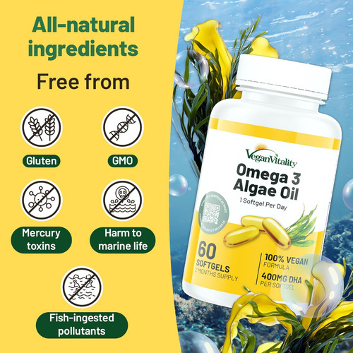Suplemento Vegan Vitality Vegan Omega 3 - 60 Géis Macios De - Imagem 7