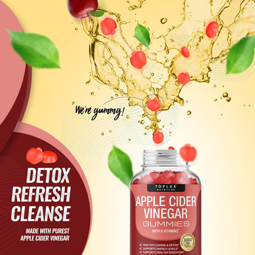 Gomas De Vinagre De Cidra Toplux - 1000mg Acv Com B12, Raiz - Imagem 5