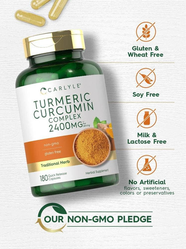 Suplemento De Curcumina De Cúrcuma Carlyle 2400 Mg | 180 Cáp - Imagem 4