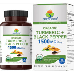 Cúrcuma Orgânica Brieofood Com Pimenta Preta 1500mg, 45 Porç