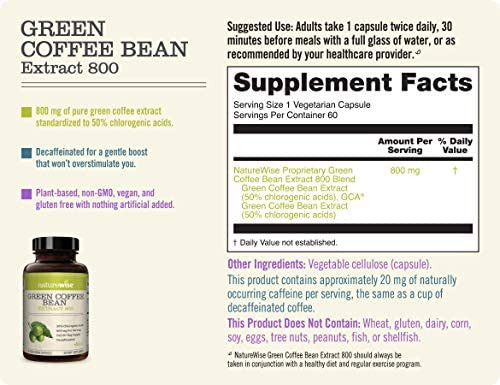 Naturewise Green Coffee Bean 800mg Max Potency Extract 50% - Imagem 2