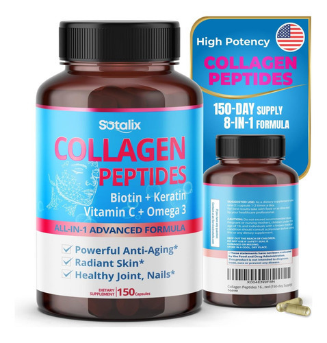 Peptídeos De Colágeno 16.780 Mg Com Biotina + Queratina, Vit