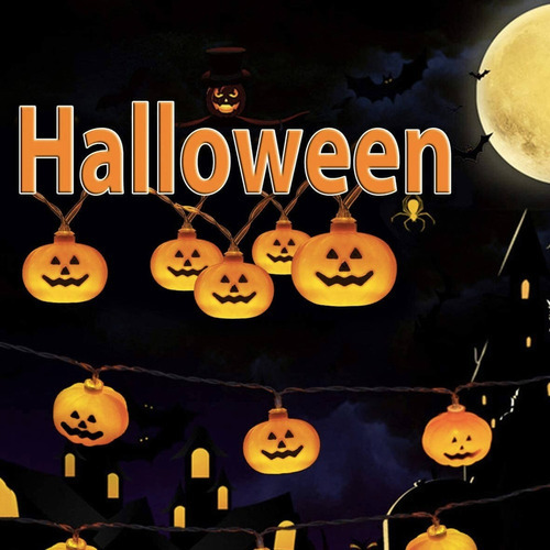 Cordão Luz Led Luminaria Abajur Bola Abóbora Halloween - Imagem 2