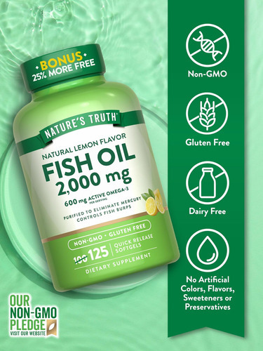 Natures Truth Óleo De Peixe Ômega 3 2.000 Mg | 125 Cápsulas - Imagem 3