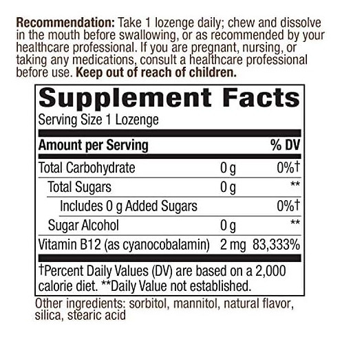 Vitamina B-12 Marca Natures Way, 2.000 Mcg, 1.000 Pastilhas - Imagem 3