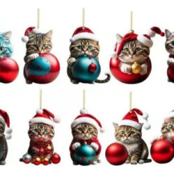 10 Peças De Pingente De Árvore De Natal De Gato