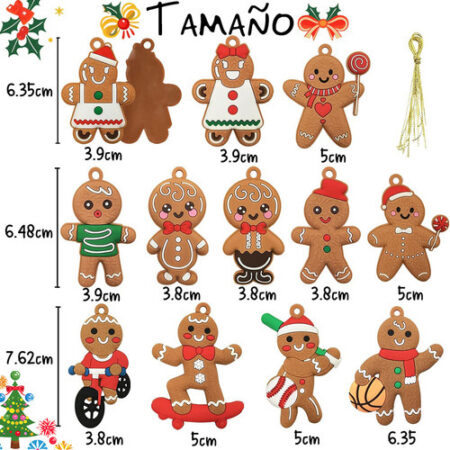 12 Enfeites De Árvore De Natal, Gingerbread Man - Imagem 3