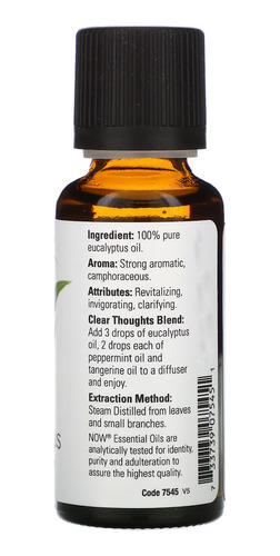 Óleo De Eucalipto 30ml Now Foods Essenciais 100% Puro 3un - Imagem 4