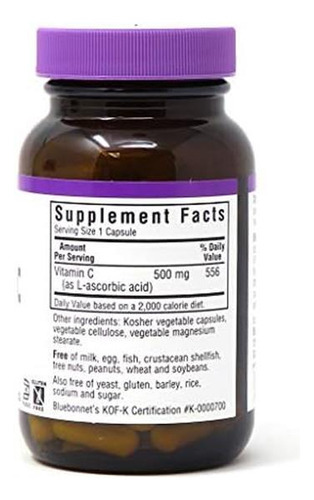 Vitamina C Bluebonnet 500 Mg 90 Cápsulas - Imagem 7