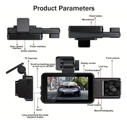 Câmera De Carro Frontal E Traseira Wifi 1080p - Imagem 10