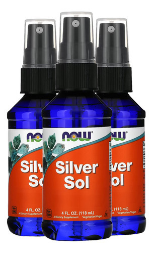 Silver Sol Líquido 50mcg Now Foods 118ml Importado 3un