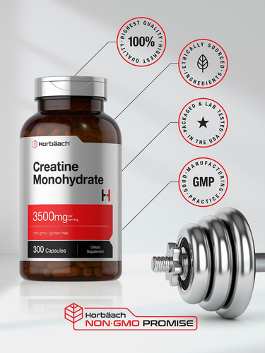 Suplemento Horbäach Cápsulas De Creatina Monohidratada 3500m - Imagem 5