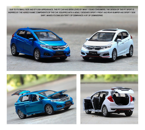 Honda Fit Gk5 Miniatura Metal Carros Com Luzes E Som 1/32 - Imagem 9