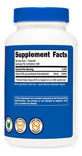 Nutricost P5p Suplemento De Vitamina B6 50mg, 240 Cápsulas ( - Imagem 4
