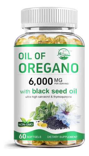 Natures Live Oil Of Oregano 6000mg Com Black Seed Oil 200mg,