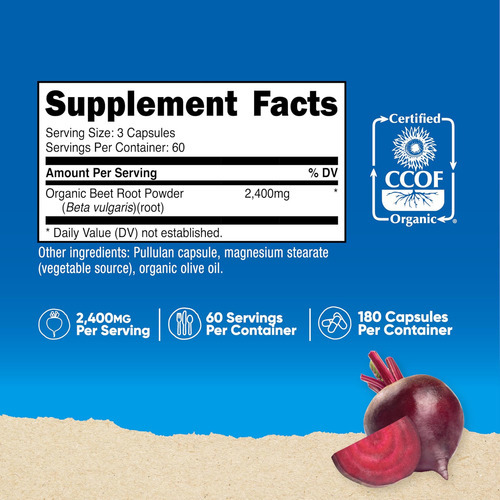 Raiz De Beterraba Nutricost 2400mg, 180 Cápsulas - Certifica - Imagem 2