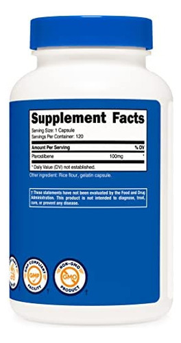 Nutricost Pterostilbeno 100mg, 120 Cápsulas - Não Ogm, Sem G - Imagem 3