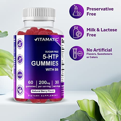 Vitamatic Sugar Free 5-htp 200mg Gomas Com B6 Por Porção - 6 - Imagem 4