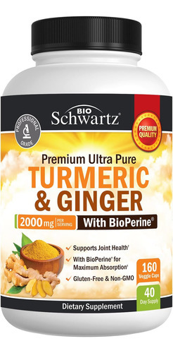 Suplemento De Cúrcuma E Gengibre Com Bioperine - 2.000 Mg De - Imagem 9