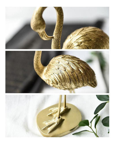 Estátua De Resina De Flamingo Dourado Escultura B B Ouro - Imagem 9