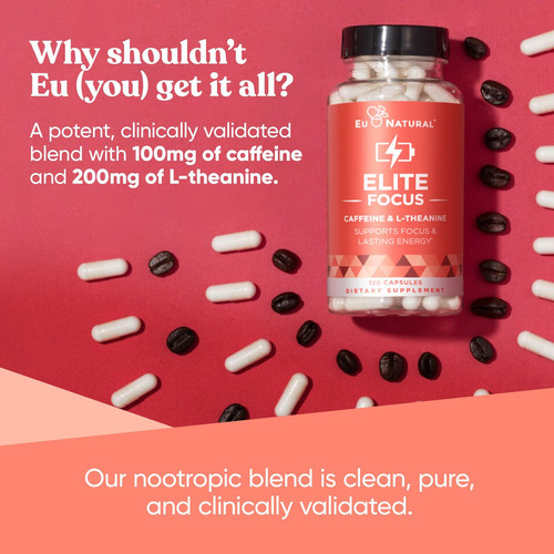 Pílulas De Cafeína Elite Com L-teanina " Suplementos Energét - Imagem 3