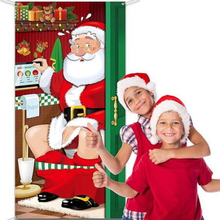 Decorações De Capa De Porta De Natal Banner De Porta De Papa - Imagem 14