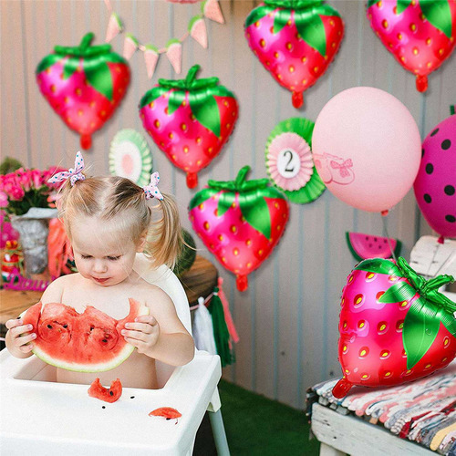 50 Unidades De Balões De Morango Sweet Strawberry Foil Mylar - Imagem 6