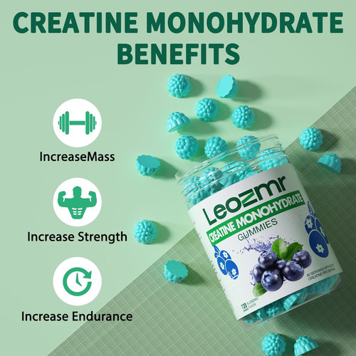 Gomas De Monohidrato De Creatina Leozmr 5000 Mg Para Homens - Imagem 2