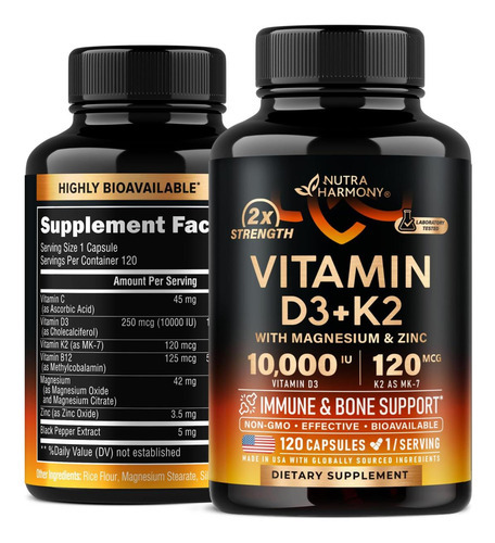 Vitamina D3 K2 - Vitamina Diu E K2 Como Mk-7 120 Mcg - Supor